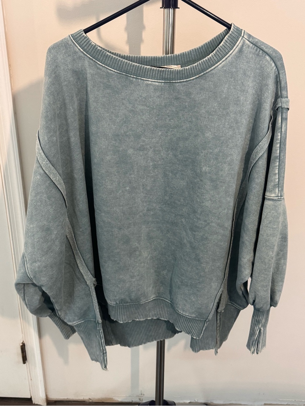 Zenana Outfitters Washed Teal Green Oversized Sweatshirt